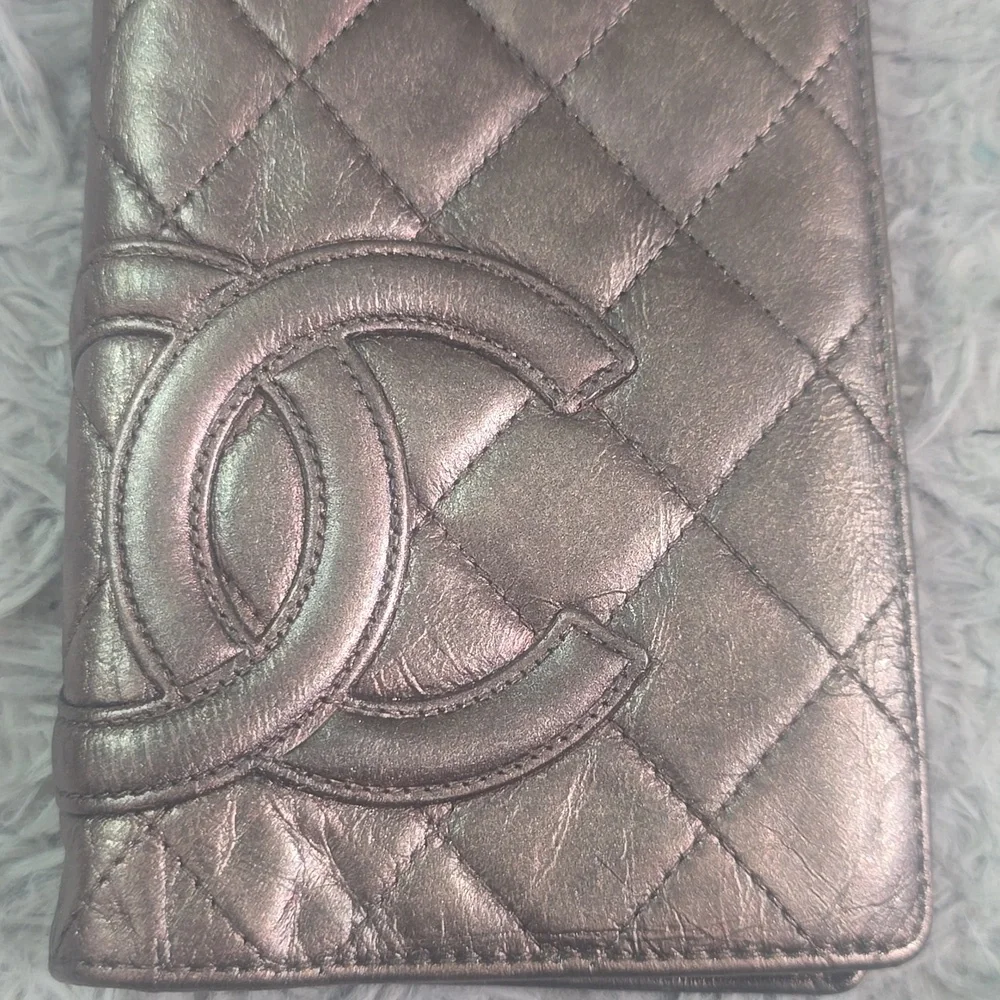 Chanel Metallic Bronze Cambon Long Bifold Wallet W/ Silver Hardware (EUC)✨️🩶✨️ - Picture 2 of 12